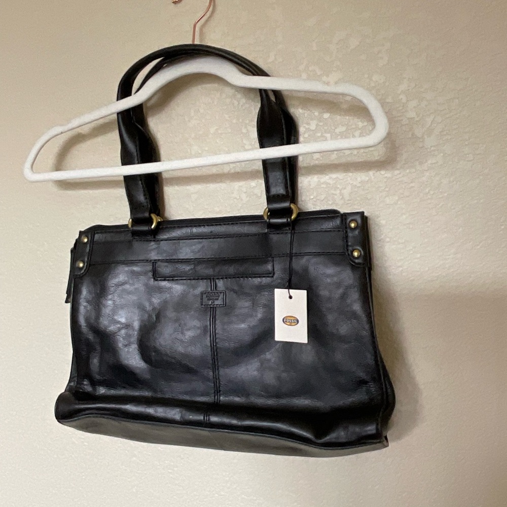 Fossil black leather medium size hobo/satchel. New with tags